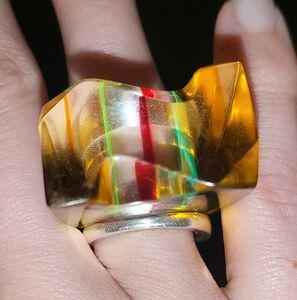 Vintage 60's Lucite Rainbow Ring, stunning find